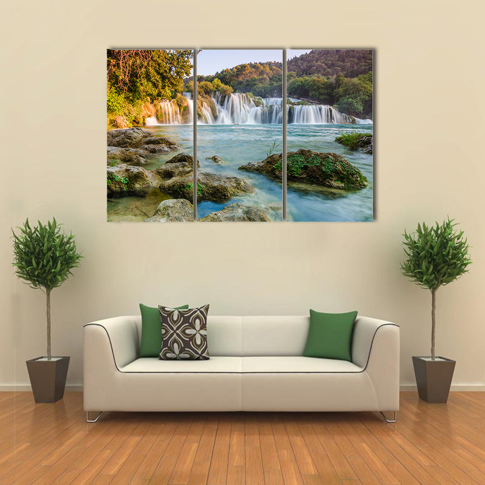 Krka river waterfalls, Dalmatia, Croatia Multi panel canvas wall art