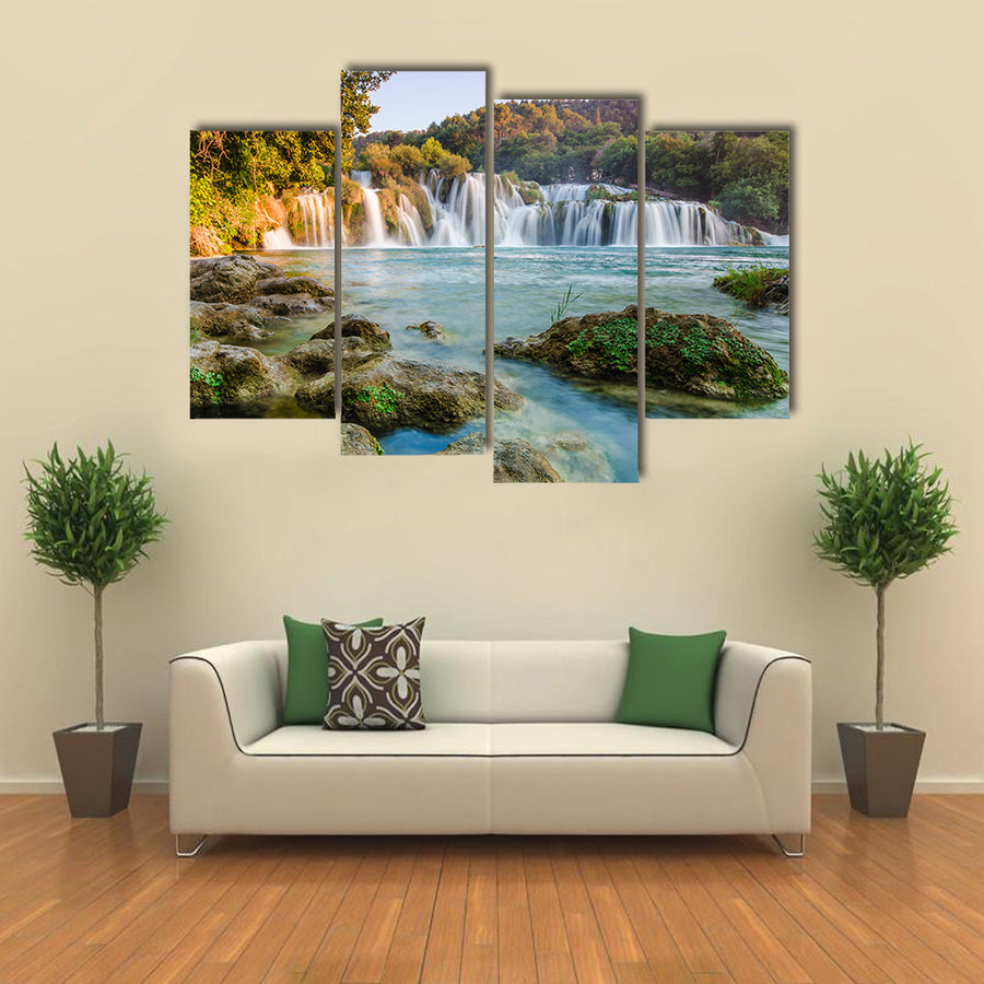 Krka river waterfalls, Dalmatia, Croatia Multi panel canvas wall art