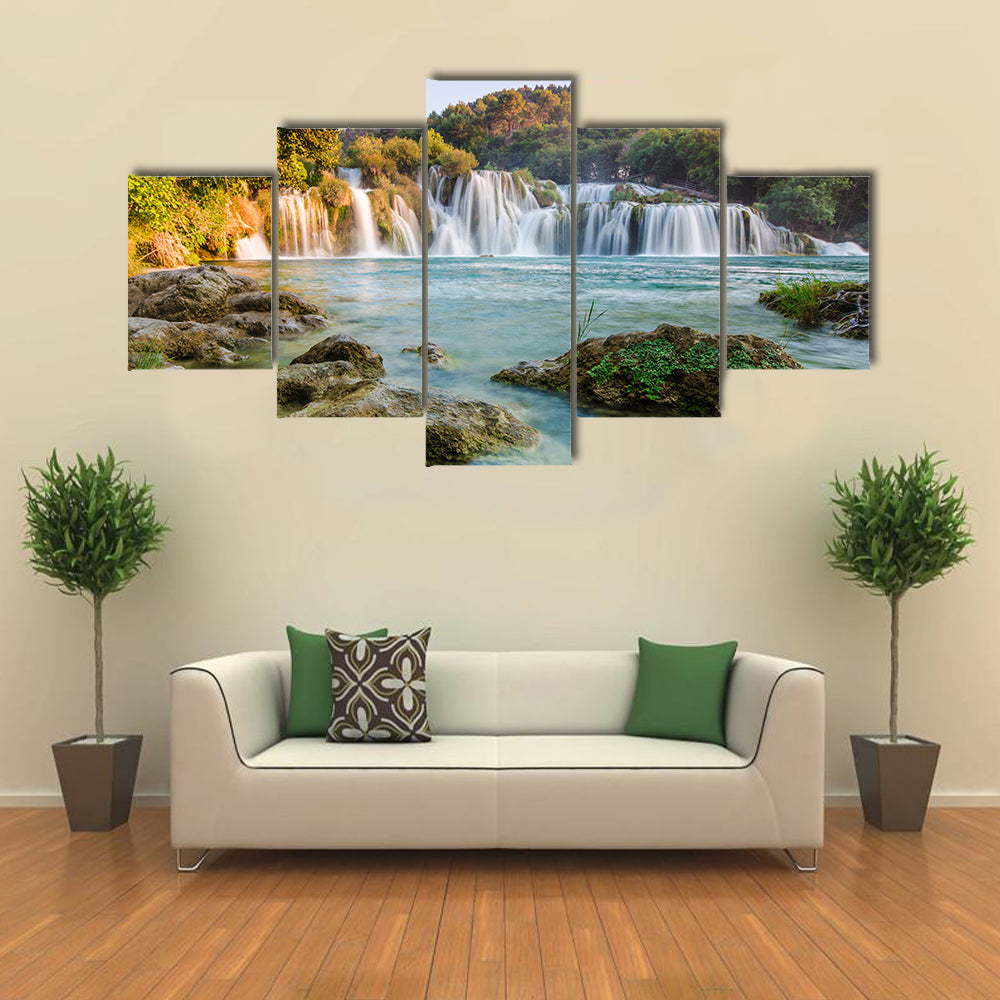 Krka river waterfalls, Dalmatia, Croatia Multi panel canvas wall art