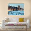 Central Park winter at night with skyscrapers Multi panel canvas wall art