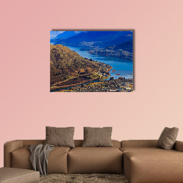 Aerial view of Frankton and Lake Wakatipu Mountain, canvas wall art