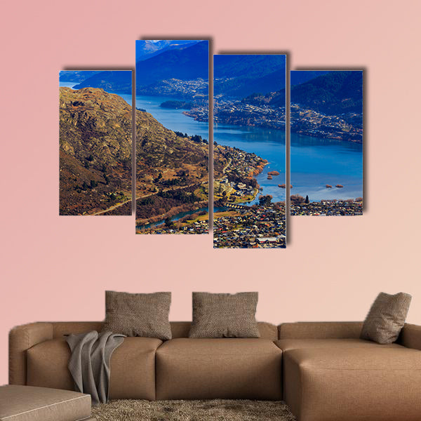 Aerial view of Frankton and Lake Wakatipu Mountain, canvas wall art