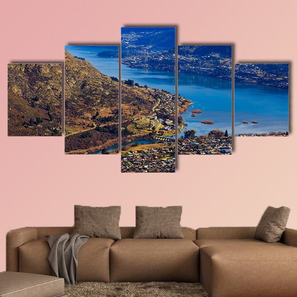 Aerial view of Frankton and Lake Wakatipu Mountain, canvas wall art