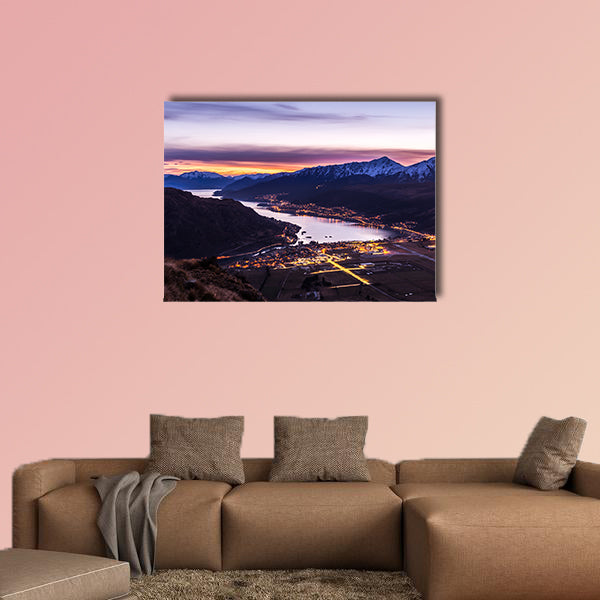 Aerial view of Frankton and Lake Wakatipu, New Zealand Multi panel canvas wall art