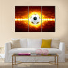 Abstract soccer background - burning soccer ball, soccer ball in fire Multi Panel Canvas Art