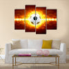 Abstract soccer background - burning soccer ball, soccer ball in fire Multi Panel Canvas Art