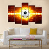 Abstract soccer background - burning soccer ball, soccer ball in fire Multi Panel Canvas Art