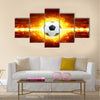 Abstract soccer background - burning soccer ball, soccer ball in fire Multi Panel Canvas Art