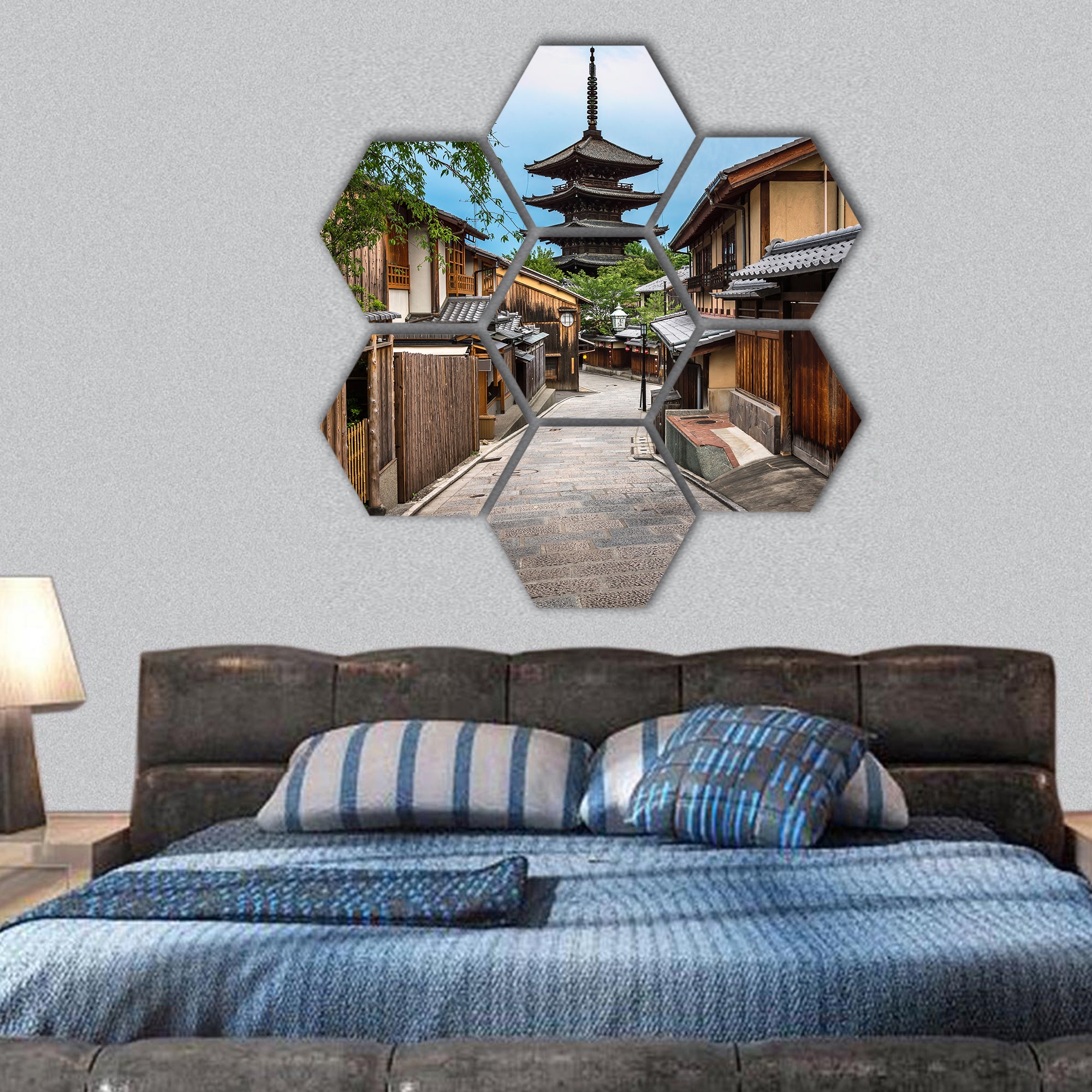 Yasaka Pagoda and Sannen Zaka Street, Japan hexagonal canvas wall art
