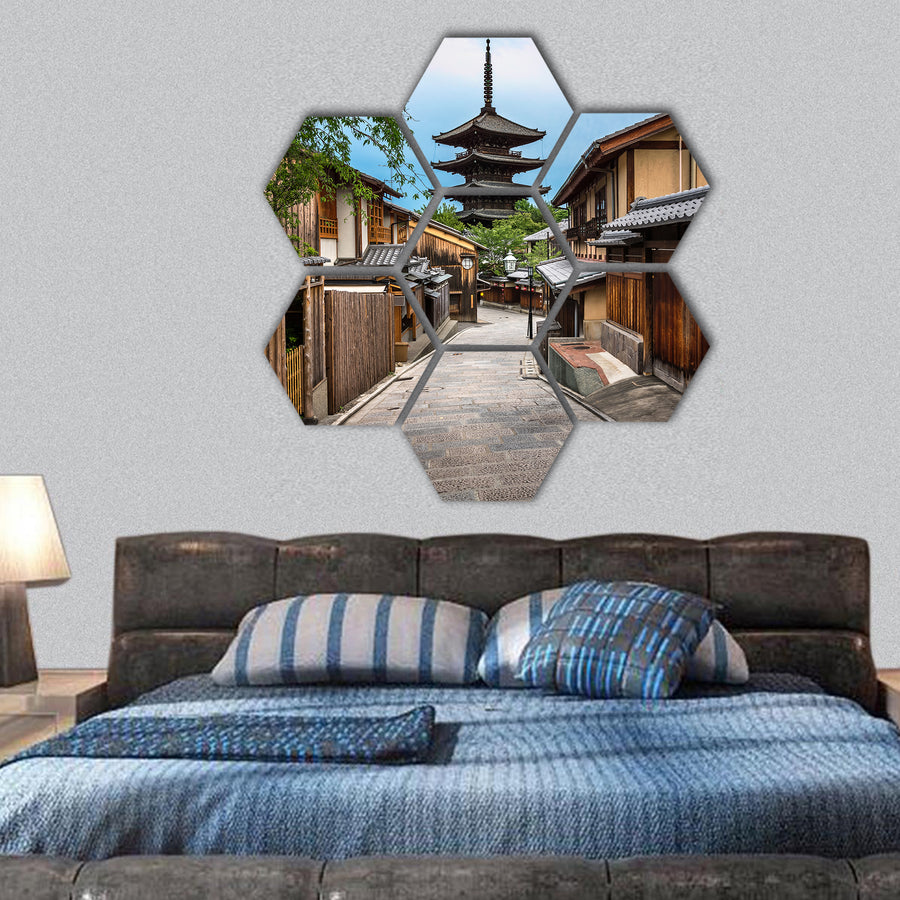 Yasaka Pagoda and Sannen Zaka Street, Japan hexagonal canvas wall art