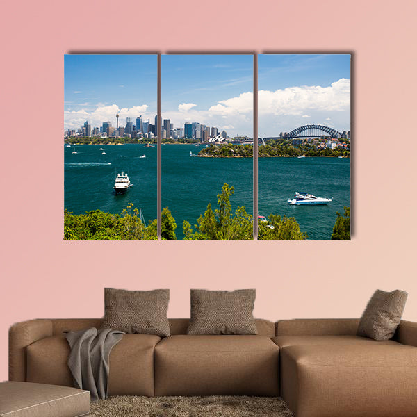 The Sydney skyline seen from Taronga Zoo in Sydney, Australia multi panel canvas wall art