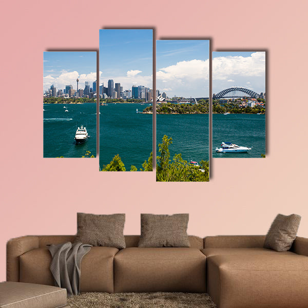 The Sydney skyline seen from Taronga Zoo in Sydney, Australia multi panel canvas wall art