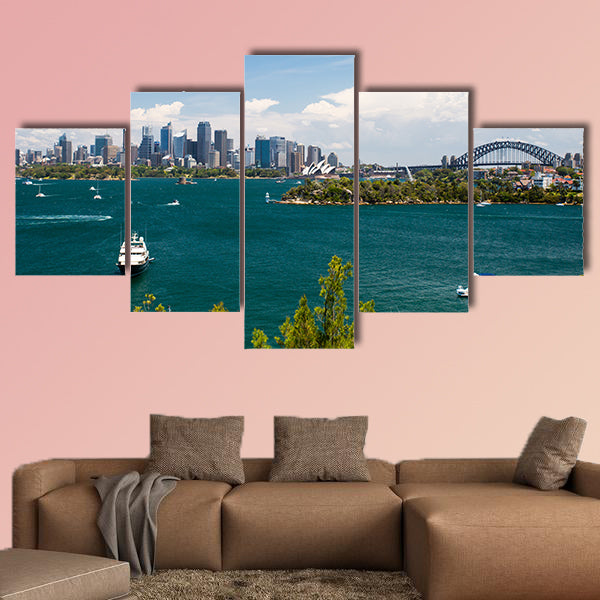 The Sydney skyline seen from Taronga Zoo in Sydney, Australia multi panel canvas wall art