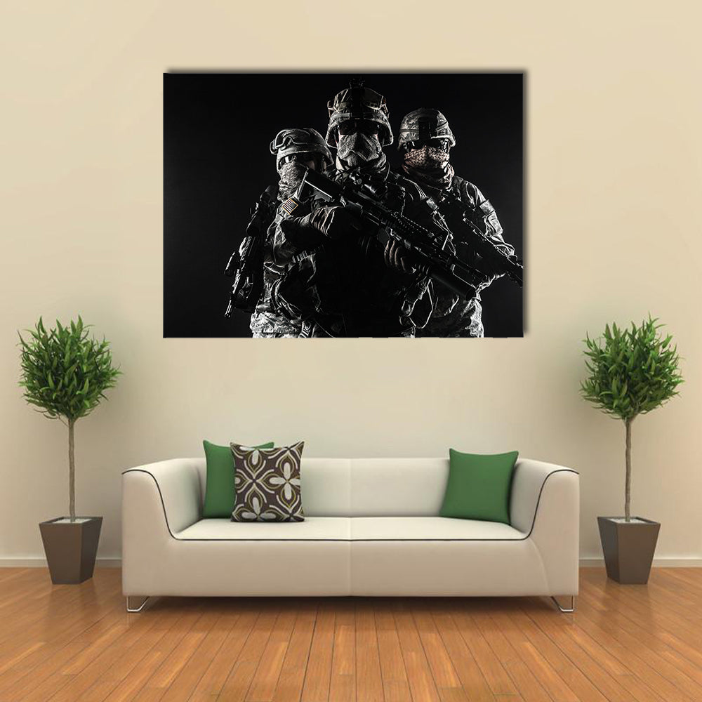 US Air Troopers In Smoke Multi Panel Canvas Wall Art