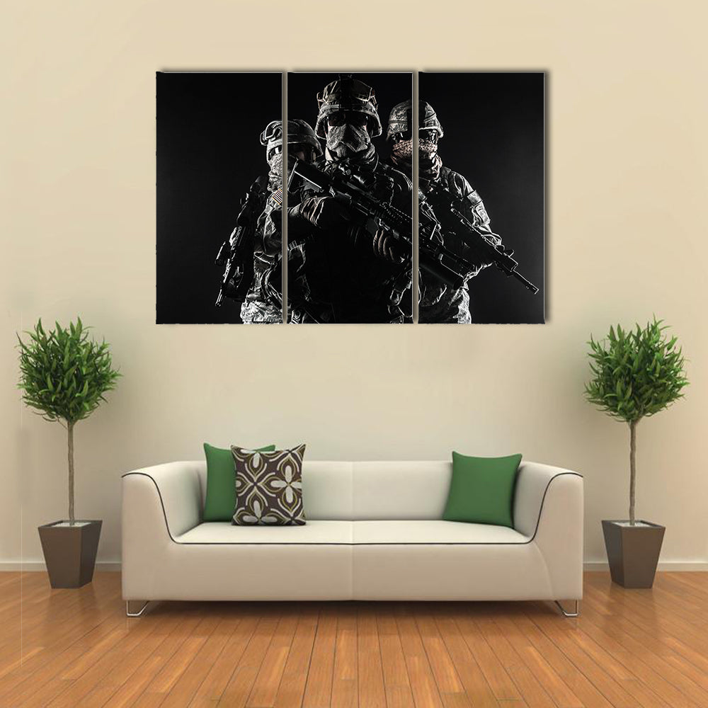 US Air Troopers In Smoke Multi Panel Canvas Wall Art