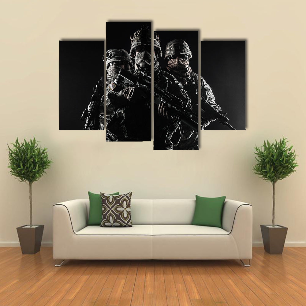 US Air Troopers In Smoke Multi Panel Canvas Wall Art