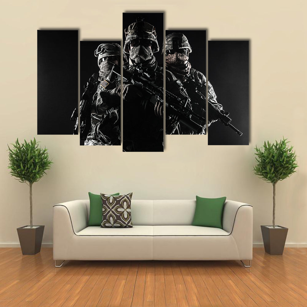 US Air Troopers In Smoke Multi Panel Canvas Wall Art
