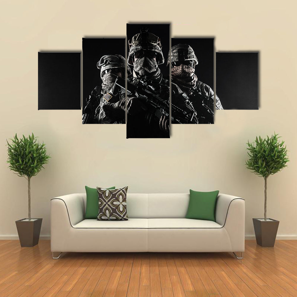 US Air Troopers In Smoke Multi Panel Canvas Wall Art