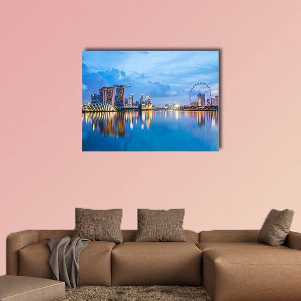 Marina Bay in Singapore at twilight Multi panel canvas wall art