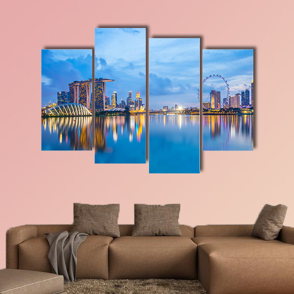 Marina Bay in Singapore at twilight Multi panel canvas wall art