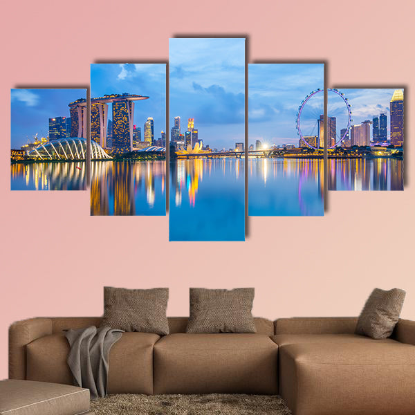 Marina Bay in Singapore at twilight Multi panel canvas wall art