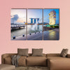 Singapore skyline and Merlion in the morning multi panel canvas wall art