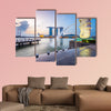 Singapore skyline and Merlion in the morning multi panel canvas wall art