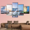 Singapore skyline and Merlion in the morning multi panel canvas wall art