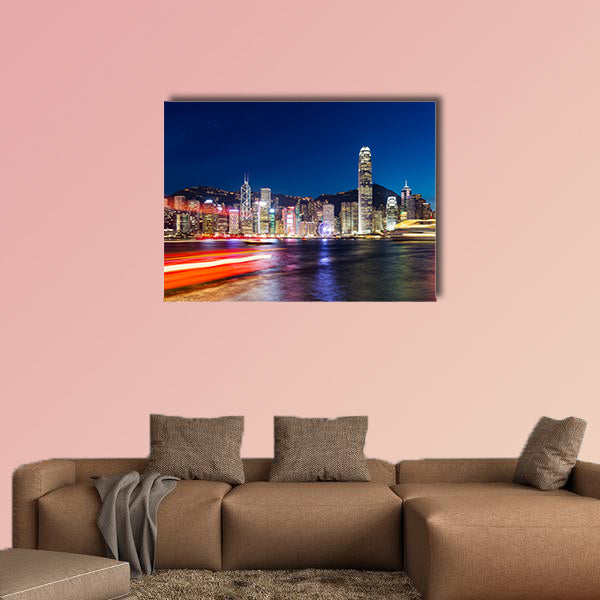 Hong Kong night view multi panel canvas wall art