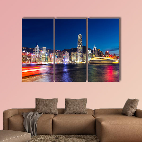 Hong Kong night view Multi panel canvas wall art