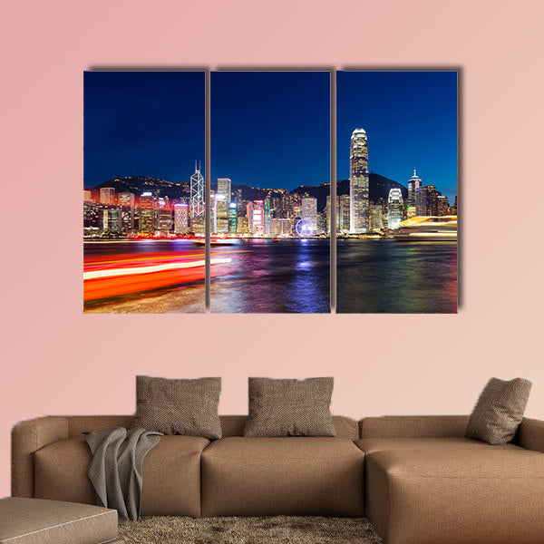 Hong Kong night view multi panel canvas wall art