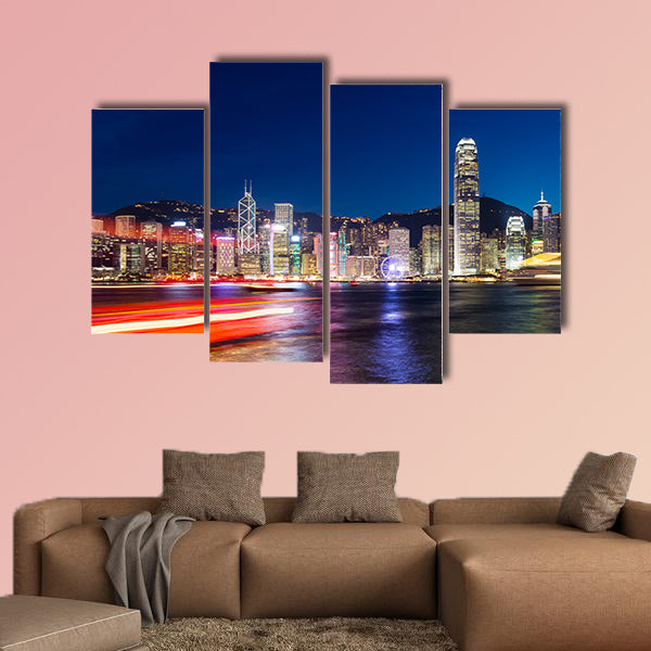Hong Kong night view multi panel canvas wall art