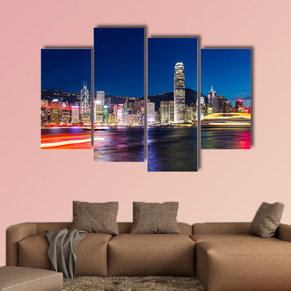 Hong Kong night view Multi panel canvas wall art