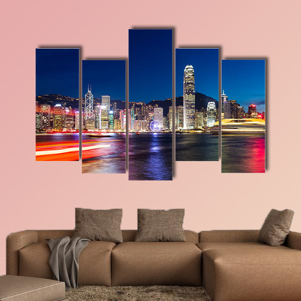 Hong Kong night view Multi panel canvas wall art