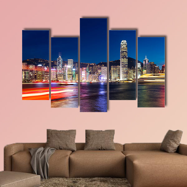 Hong Kong night view multi panel canvas wall art