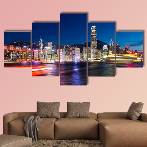 Hong Kong night view Multi panel canvas wall art