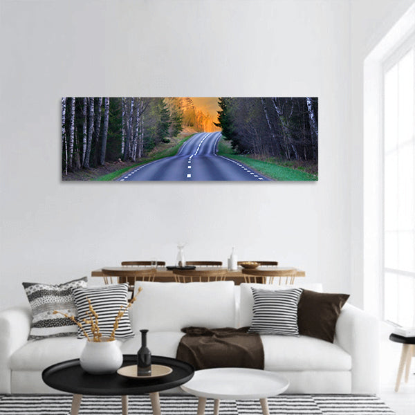 Asphalt road panoramic canvas wall art