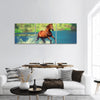 Red horse is running panoramic canvas wall art