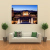 City of Barcelona by night in Catalonia Spain view from Montjuic towards Magic Fountain and Four Columns Multi panel canvas wall art