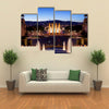 City of Barcelona by night in Catalonia Spain view from Montjuic towards Magic Fountain and Four Columns Multi panel canvas wall art