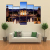 City of Barcelona by night in Catalonia Spain view from Montjuic towards Magic Fountain and Four Columns Multi panel canvas wall art