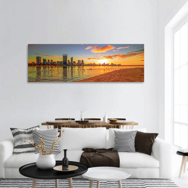 Golden Sunrise View of Perth panoramic canvas wall art