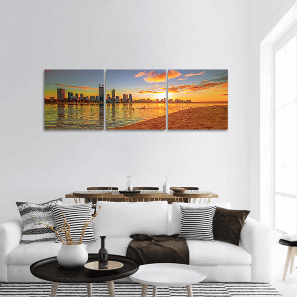 Golden Sunrise View of Perth panoramic canvas wall art
