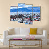 Beautiful aerial view of Reykjavik city, Iceland multi panel canvas wall art