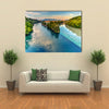 Scene Of Sunset Over Rhone And Arve River, Geneva, Switzerland, Multi Panel Canvas Wall Art