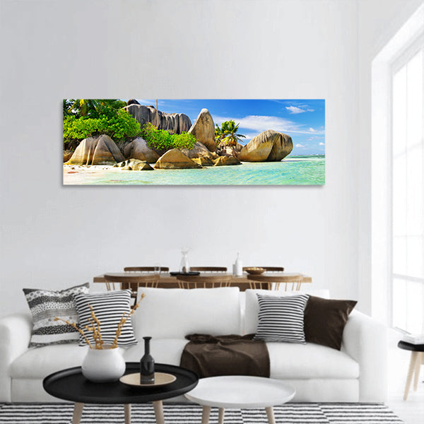 Tropical paradise islands - Seychelles Panoramic Canvas Wall Art