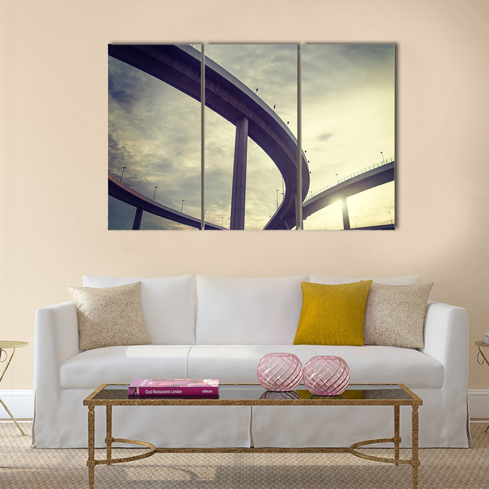 urban overpass retro  multi panel canvas wall art