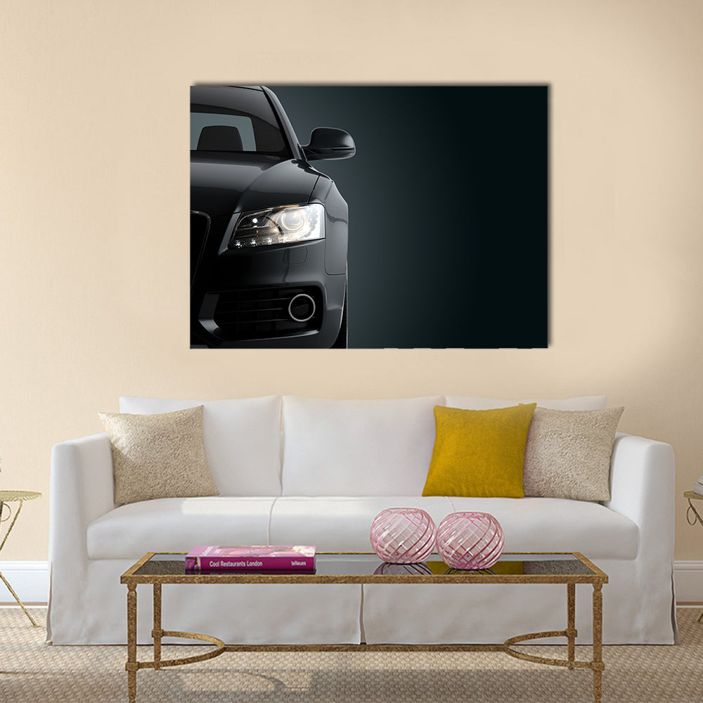 New CG 3d render of generic luxury detail black sports car. Mockup with stylized noise effects Multi panel canvas wall art