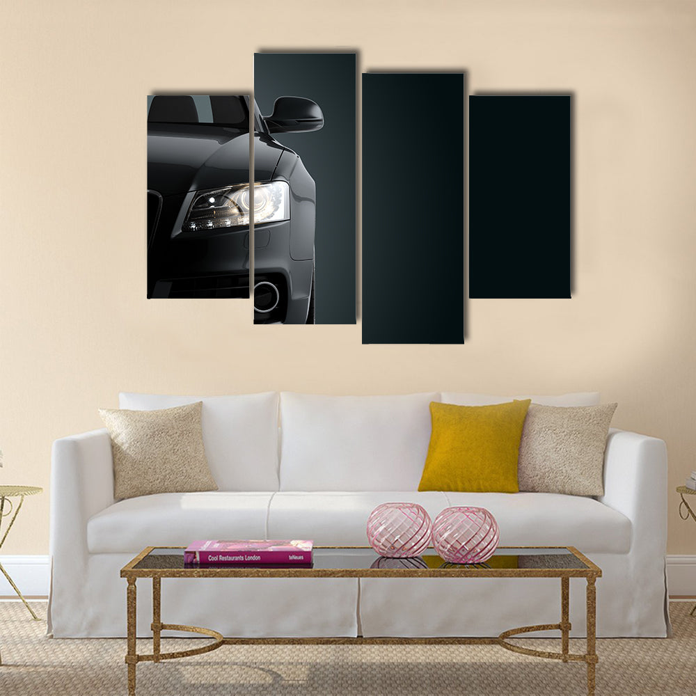 New CG 3d render of generic luxury detail black sports car. Mockup with stylized noise effects Multi panel canvas wall art