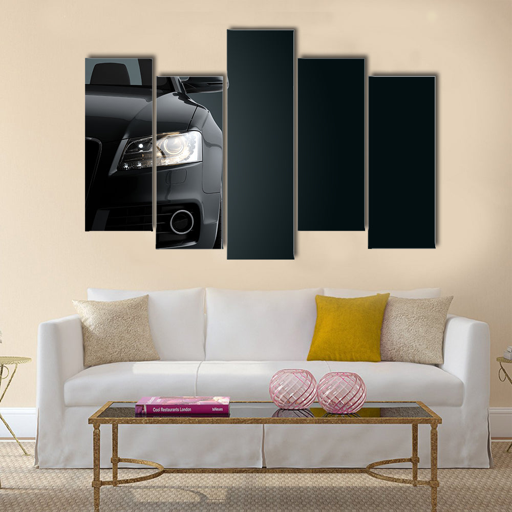 New CG 3d render of generic luxury detail black sports car. Mockup with stylized noise effects Multi panel canvas wall art